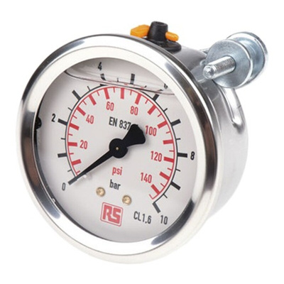 WIKA G 1/4 Analogue Pressure Gauge 10bar Back Entry, 9314195, UKAS, 0bar min.