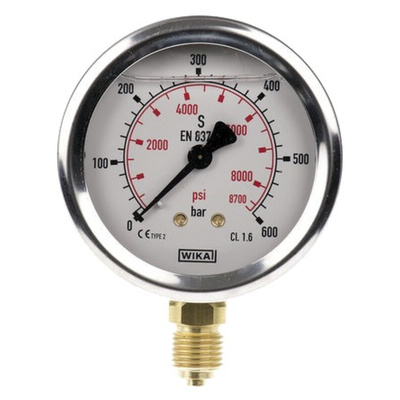 WIKA G 1/4 Analogue Pressure Gauge 600bar Bottom Entry, 9626977, UKAS, 0bar min.