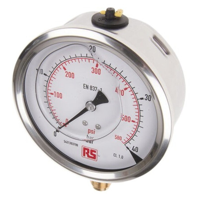 8888 G 3/8 Analogue Pressure Gauge 40bar Bottom Entry, 7075601, UKAS, 0bar min.