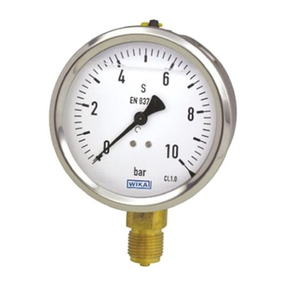 WIKA Analogue Pressure Gauge 160bar Bottom Entry, 7075635, UKAS, 0bar min.