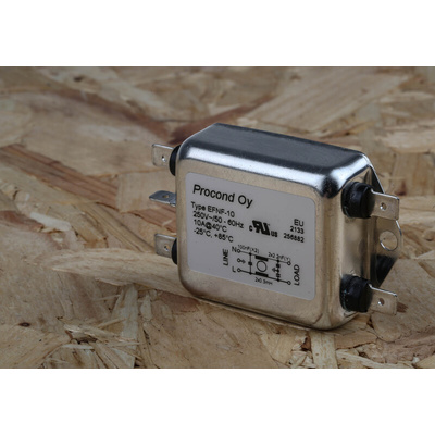 RS PRO 10A 250 V ac 400Hz, Chassis Mount RFI Filter, Tab