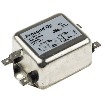 RS PRO 3A 250 V ac 400Hz, Chassis Mount RFI Filter, Tab