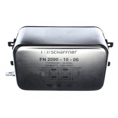 Schaffner, FN2090 10A 250 V ac/dc 0 → 400Hz, Chassis Mount EMI Filter, Fast-On, Single Phase