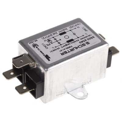 Schurter, FMW2 3A 250 V ac 60Hz, Panel Mount RFI Filter, Solder Tab, Single Phase