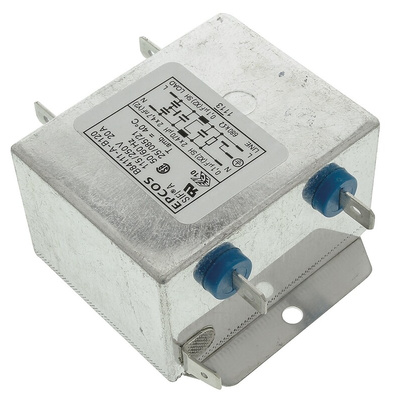 EPCOS B84111A Series 20A 250 V ac 60Hz Flange Mount RFI Filter, with Tab Terminals, Single Phase