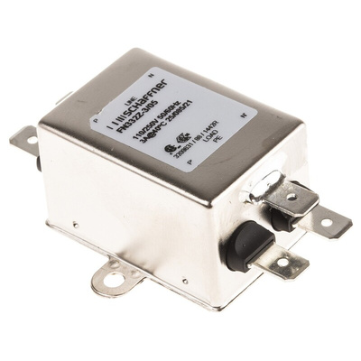 Schaffner, FN332Z 3A 250 V ac 400Hz, Chassis Mount EMI Filter, Tab, Single Phase