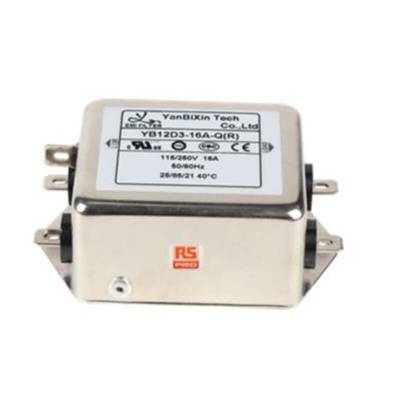 RS PRO 16A 115/250 V ac 50/60Hz, Chassis Mount EMC Filter, Fast-On, Single Phase