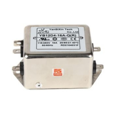 RS PRO 16A 250 V ac, Chassis Mount Power Line Filter 2 Phase