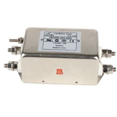 RS PRO 36A 115/250 V ac 50/60Hz, Chassis Mount Power Line Filter, Screw, Single Phase