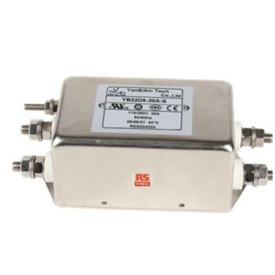 RS PRO 30A 115/250 V ac 50/60Hz, Chassis Mount EMI Filter, Screw, Single Phase