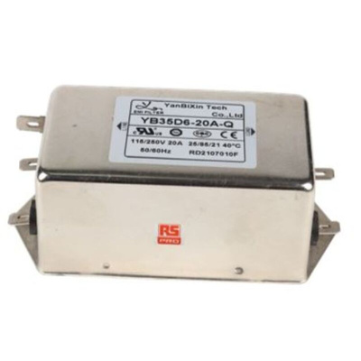 RS PRO 20A 250 V ac, Chassis Mount Power Line Filter 2 Phase