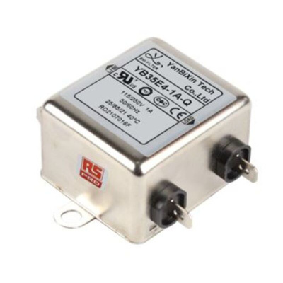 RS PRO 1A 115/250 V ac 50/60Hz, Chassis Mount Power Line Filter, Fast-On, Single Phase