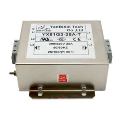 RS PRO 25A 520 V ac, Chassis Mount Power Line Filter 3 Phase