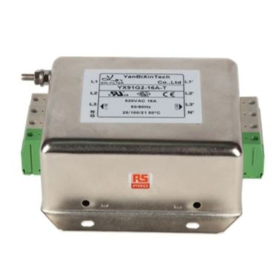 RS PRO 16A 300/520 V ac 50/60Hz, Chassis Mount Power Line Filter, Terminal Block 3 Phase