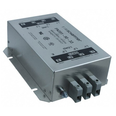 Schaffner FN351 Series 50A 440 V ac 60Hz Flange Mount RFI Filter, with Screw Terminals