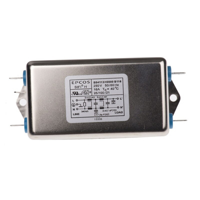EPCOS, B84113H 16A 250 V ac/dc 50 → 60Hz, Chassis Mount EMC Filter, Tab, Single Phase