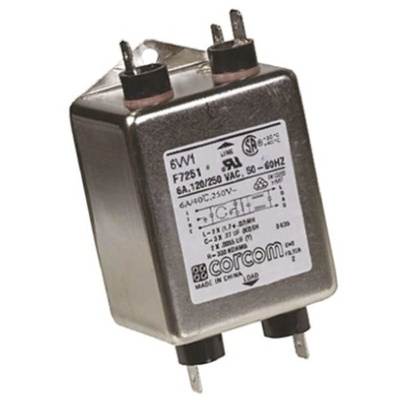 TE Connectivity, Corcom V 6A 250 V ac 50/60Hz, Flange Mount RFI Filter, Fast-On, Single Phase