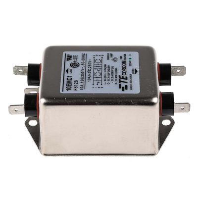 TE Connectivity, Corcom EMC 10A 250 V ac 50/60Hz, Flange Mount RFI Filter, Fast-On, Single Phase