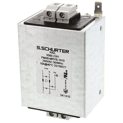 Schurter, FMAC RAIL 6A 250 V ac 50 → 60Hz, DIN Rail RFI Filter, Screw, Single Phase