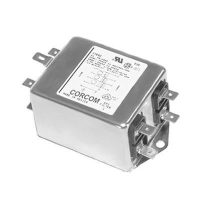 TE Connectivity, Corcom AYO 3A 250 V ac 50Hz, Flange Mount RFI Filter, Spade 3 Phase