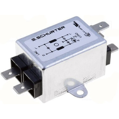 Schurter, FMW2 1A 250 V ac 60Hz, Panel Mount RFI Filter, Solder Tab, Single Phase