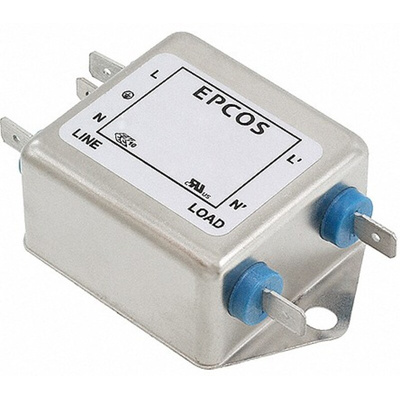 EPCOS, B84111F 3A 250 V ac/dc 50 → 60Hz, Chassis Mount EMC Filter, Lug, Tab Connector, Single Phase