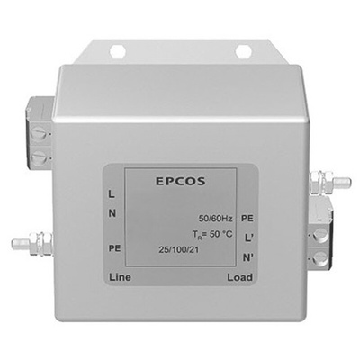 EPCOS, B84142A*166 16A 250 V ac/dc 50 → 60Hz, Chassis Mount EMC Filter, Tab, Single Phase