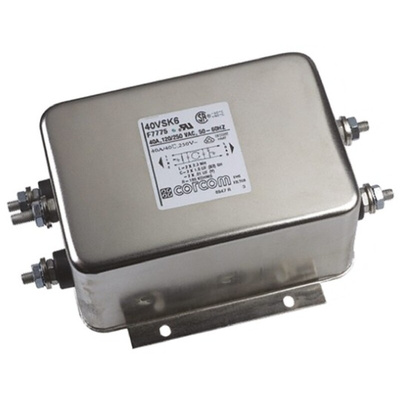 TE Connectivity, Corcom SK 40A 250 V ac 50/60Hz, Flange Mount RFI Filter, Threaded Bolt, Single Phase