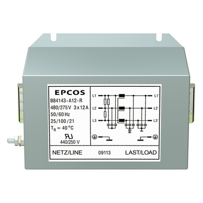 EPCOS, B84143A*R000 12A 440 V ac 50 → 60Hz, Flange Mount EMC Filter, Screw 3 Phase