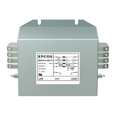 EPCOS, B84144A*R000 36A 440 V ac 50 → 60Hz, Flange Mount EMC Filter, Tab 3 Phase