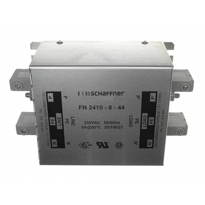 Schaffner, FN2410 8A 250 V ac 400Hz, Chassis Mount EMC Filter, Terminal Block, Single Phase