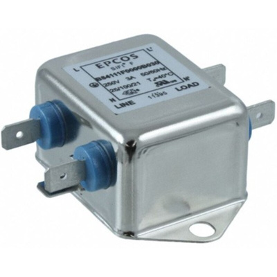 EPCOS, B84111F 3A 250 V ac/dc 60Hz, Flange Mount EMC Filter, Tab, Single Phase