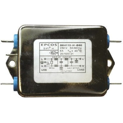 EPCOS, B84113H 10A 250 V ac/dc 50 → 60Hz, Chassis Mount EMC Filter, Tab, Single Phase