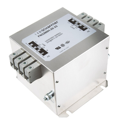 Schaffner, FN3280 25A 520/300 V ac 60Hz, Chassis Mount EMI Filter, Terminal Block 3 Phase