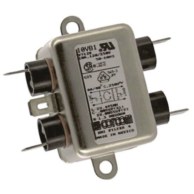 TE Connectivity, Corcom B 10A 250 V ac 50/60Hz, Flange Mount RFI Filter, Fast-On