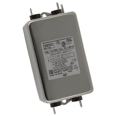 TE Connectivity, Corcom EMC 15A 250 V ac 50/60Hz, Flange Mount RFI Filter, Spade, Single Phase