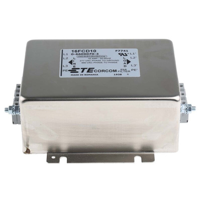 TE Connectivity, Corcom FCD 16A 480 V ac, Flange Mount Power Line Filter, Terminal Block 3 Phase