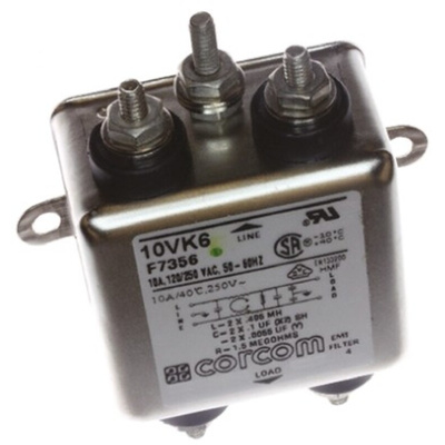 TE Connectivity, Corcom K 10A 250 V ac 50/60Hz, Flange Mount RFI Filter, Single Phase