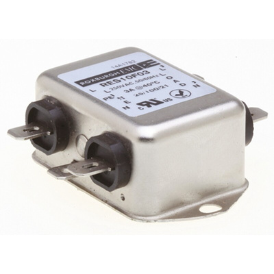 Roxburgh EMC, RES10 3A 250 V ac DC → 400Hz, Chassis Mount RFI Filter, Fast-On, Single Phase
