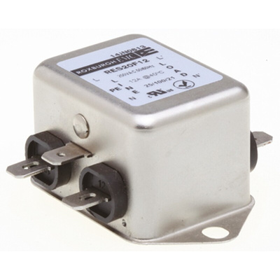 Roxburgh EMC, RES20 12A 250 V ac DC → 400Hz, Chassis Mount RFI Filter, Fast-On, Single Phase