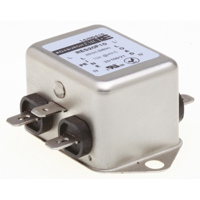 Roxburgh EMC, RES20 10A 250 V ac DC → 400Hz, Chassis Mount RFI Filter, Fast-On, Single Phase