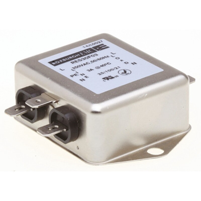 Roxburgh EMC, RES30 3A 250 V ac DC → 400Hz, Chassis Mount RFI Filter, Fast-On, Single Phase