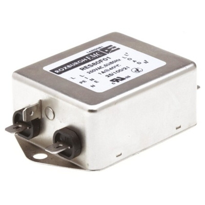 Roxburgh EMC, RES80 1A 250 V ac DC → 400Hz, Chassis Mount RFI Filter, Fast-On, Single Phase