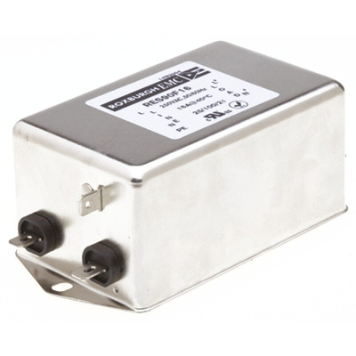 Roxburgh EMC, RES90 16A 250 V ac DC → 60Hz, Chassis Mount RFI Filter, Fast-On, Single Phase