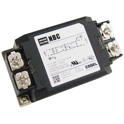 Cosel, NBC 16A 250 V ac/dc 150 kHz → 1MHz, DIN Rail RFI Filter, Screw, Single Phase