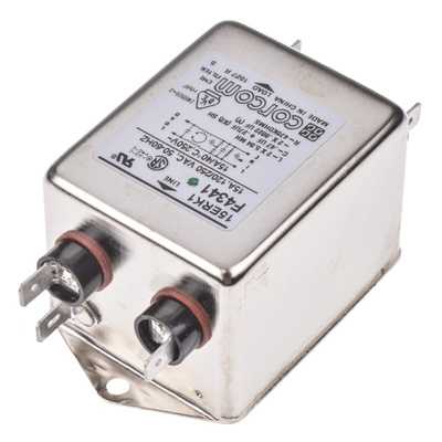 TE Connectivity, Corcom RK 15A 250 V ac 50Hz, Flange Mount RFI Filter, Spade, Single Phase