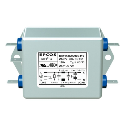 EPCOS, B84112G 2A 250 V ac/dc 50 → 60Hz, Chassis Mount EMC Filter, Tab, Single Phase