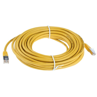 RS PRO Cat6 Male RJ45 to Male RJ45 Ethernet Cable, S/FTP, Yellow PVC Sheath, 10m