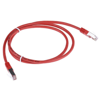 RS PRO Cat6 Male RJ45 to Male RJ45 Ethernet Cable, S/FTP, Red PVC Sheath, 1m