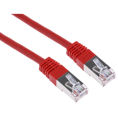 RS PRO Cat6 Male RJ45 to Male RJ45 Ethernet Cable, S/FTP, Red PVC Sheath, 1m